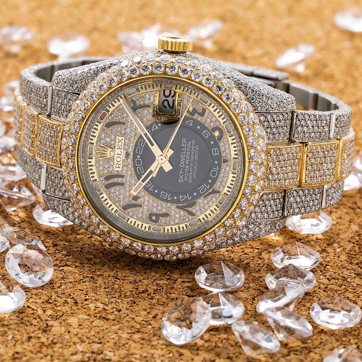 Rolex Sky-Dweller 42MM Two Tone Gold Iced Out Watch 326933 image 6