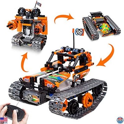3-in-1 STEM RC Building Kit - Car, Robot, Tank - 392pcs Rechargeable Toy Set