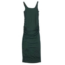 Good American Midi Dress Womens 1 Small Green Fitted Double Layered Scoop Neck