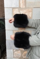 Real Fur Fox Cuffs in black color