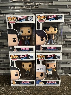 Funko Pop! Happy Days Set of 4 Fonzie, Chachi, Joanie, Arnold w/ Pop protectors 