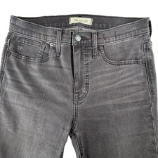 Madewell 9" High-Rise Skinny Jeans Distressed Raw Hem Faded Black Grey Size 28