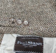 Vintage Paul Stuart pure wool tweed herringbone hunting jacket blazer 38R