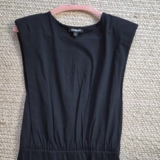 Express Womens Solid Black Sleeveless Round Neck Knee Length Overall Dress S