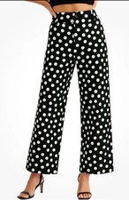 Anthropologie Maeve Womens The Colette Ponte Pants Polka Dot Wide Leg Size 30
