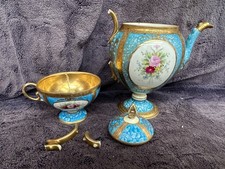Antique Noritake Gold Encrusted Blue Hand Painted  (DAMAGED TEA POT & ITEMS)