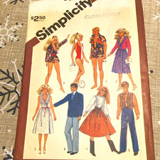 Simplicity 5807 Doll Wardrobe Sewing Pattern for Barbie  Ken Dolls Vintage