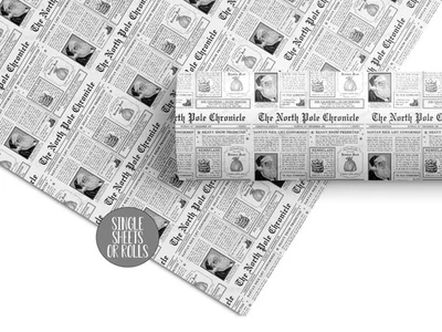 JUST TOYS ONLINE Christmas North Pole Chronicle Wrapping Paper, Santa Claus News Gift Wrap