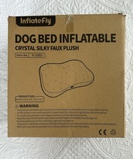 Inflatefly inflatable dog bed made of silky crystal plush fabric.
