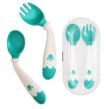 Toddler Utensils, Self-feeding Flatware Set withTravel Case, Baby Spoons