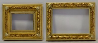 Circa 1900 set of 2 antique wooden frames with metal leaf finish.
