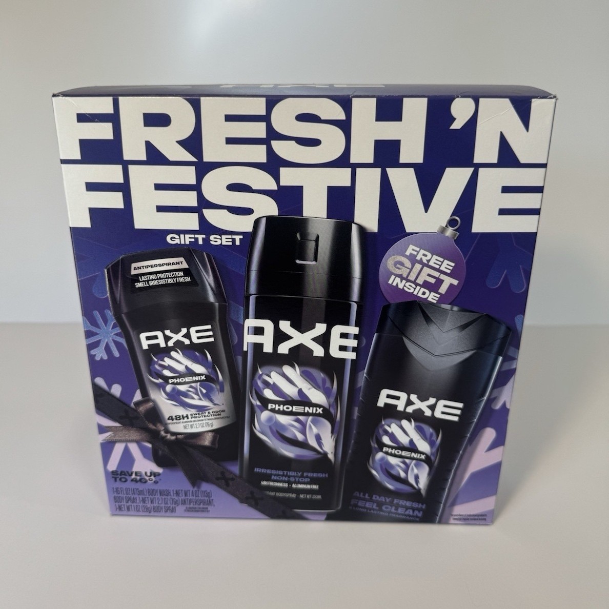 AXE Phoenix Long Lasting Gift Set for Men - Body Wash, Deodorant, Body Spray