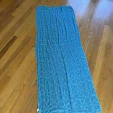 Disney Parks Hidden Mickey Blue Fringed Rayon Scarf Rectangle 24x80