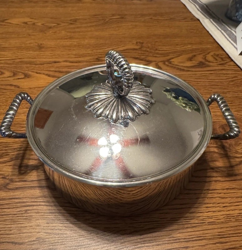 VINTAGE Neiman Marcus Silverplate Chafing Buffet Serving Bowl Made in Italy