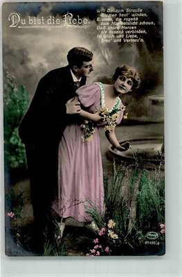 39687145 - You Are The Love Woman Flowers Amag 61495/6 Poetry / Love 1916