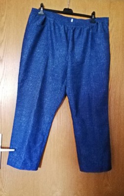 Blau gesprenkelte Damen-Hose mit Gummibund Kurzgröße 25 (Größe 50)