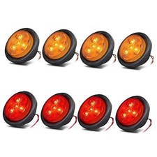 8 Pcs 2.5" LED Clearance Marker Lights,Round Truck Trailer Led Side 4R 4A
