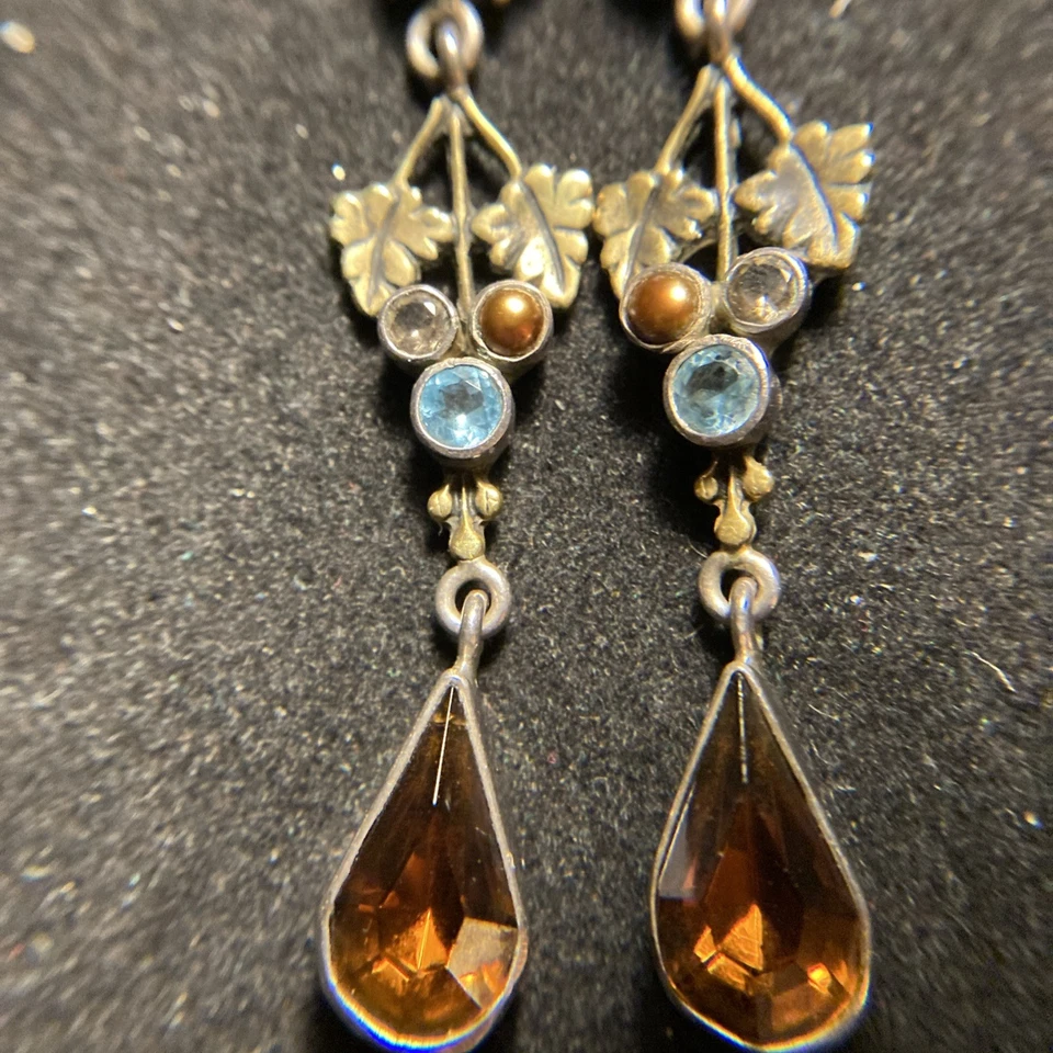 "Pendientes de plata esterlina Marte y San Valentín cuarzo topacio espinela vidrio 2,75""" Foto 2 de 3