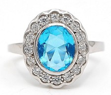 2CT Aquamarine & Topaz 925 Solid Sterling Silver Ring Jewelry Sz 9 IB1-5