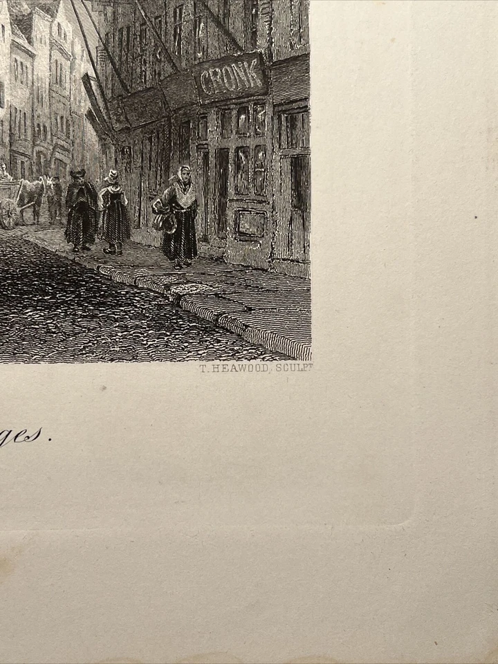 Catedral Brujas 1876 Ilustración Antigua Grabado Acero Grabado Litografía - Imagen 4 de 4