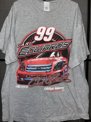 Vintage 1999 Delta NASCAR Carl Edwards   Racing Tee Shirt Gray L E917