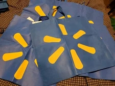 10 Lot New XLarge Walmart Reusable Shopping Bags Set Blue Crafts Tools 18" X 17"