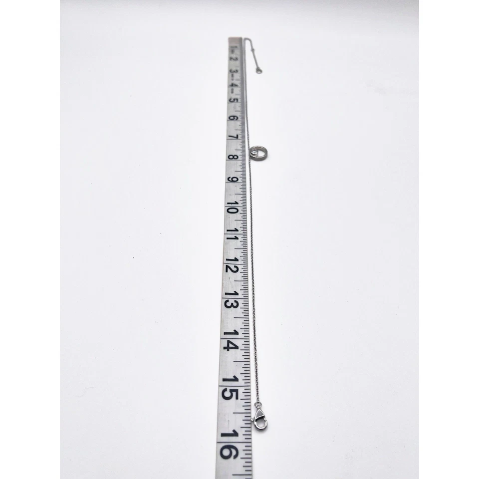 Skagen Denmark Elin Circle Pendant Necklace Crystal Stainless Steel Minimalist - Image 4 of 4