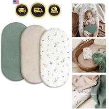Muslin Bassinet Sheets 3 Pack, Breathable Elastic Cozy Fitted Cotton Bassinet...