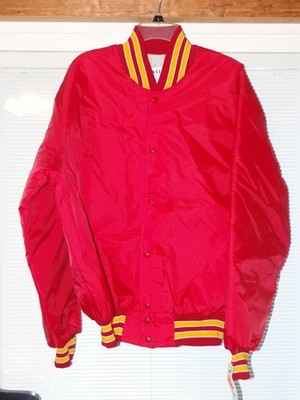 NEW Vintage DeLong Varsity Letterman Nylon Bomber Jacket sz  XL Blank RED YELLOW