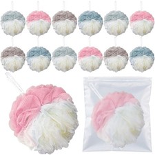 12 Pack Travel Size Loofah Individually Wrapped, 30g, Multicolor