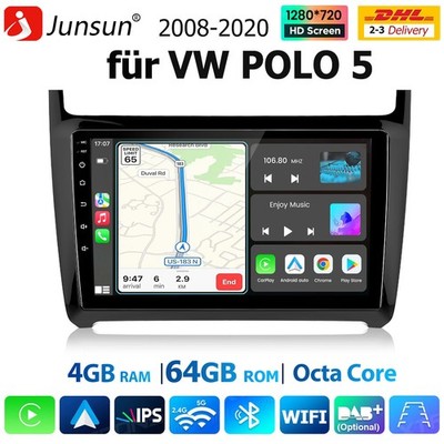 8-kern Autoradio Für VW Polo 5 2008-2020 Carplay Android15 GPS Navi BT SWC Wifi