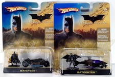 Lot of 2 BOTH HOT WHEELS BATMAN BEGINS BATCYCLE BATCOPTER EMOUT
