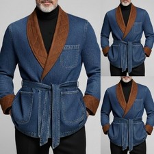 Blue Denim Men's Suits with Belt Formal Casual Wedding Tuxedo Party Prom 2Pieces