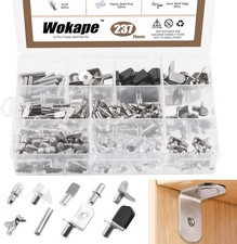 237Pcs 9 Styles Nickel Plated and Metal Shelf Pins Kit with Black Rubber Sleeves