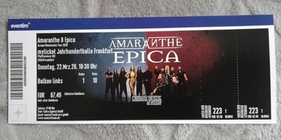 Epica & Amaranthe 22.03.2026 Frankfurt Jahrhunderthalle Sammlerticket