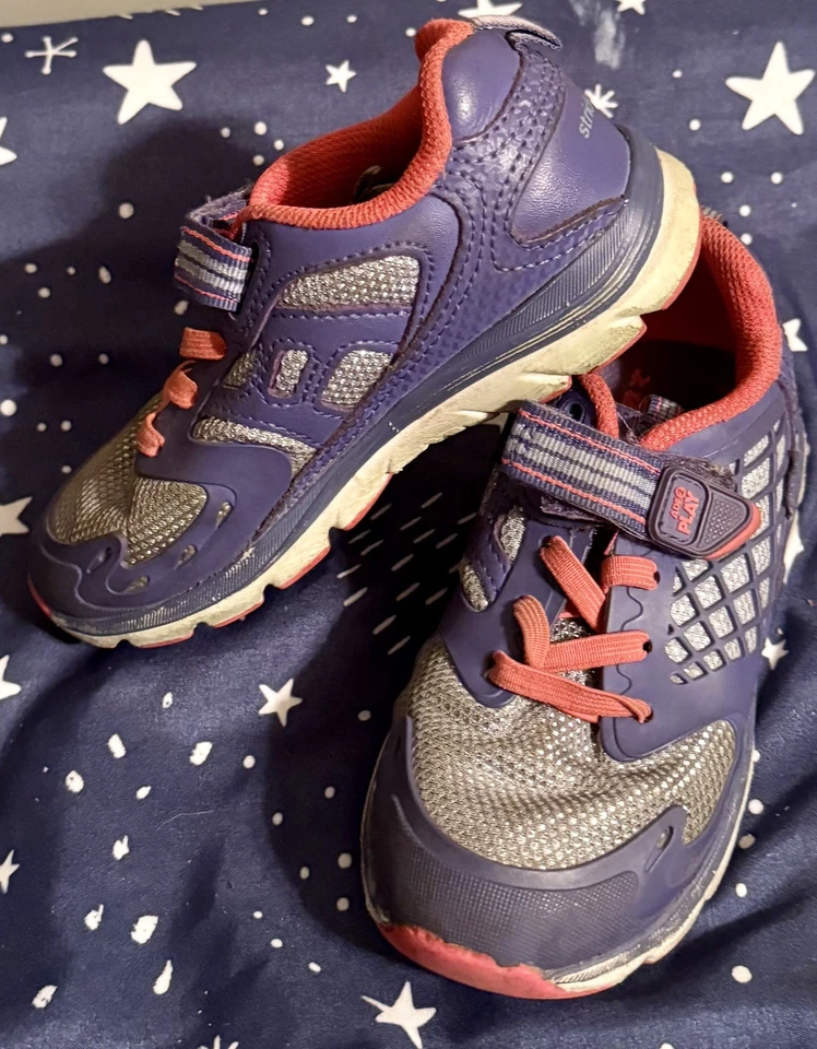 Zapatillas Stride Rite Made2Play Cannan, Niñas, Rosa/Púrpura/Plateado, Talla 9.5M Usadas en Excelente Condición Foto 2 de 4