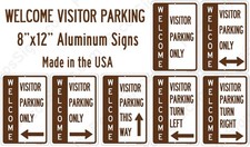 Welcome Visitor Parking 8" x 12" Aluminum Sign UV Protected Made in USA - Brown