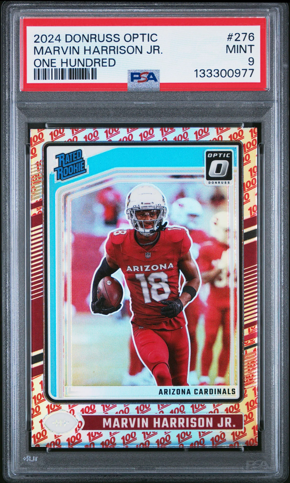 2024 Panini Optic Marvin Harrison Jr One Hundred Emoji PSA 9 view 1