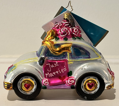 Christopher Radko Bridal Bug Just Married, VW Beetle Ornament