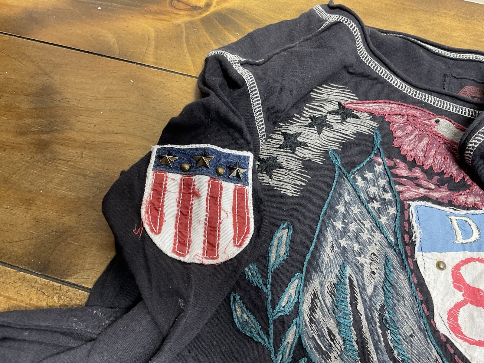 Double D Ranch Long Sleeve S Patchwork Freedom US… - image 9