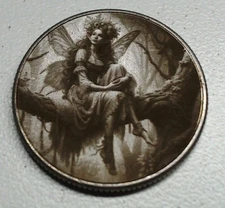 Earth Forest Fairy US Clad Quarter Surface Engraved Hobo Nickel / Love Token