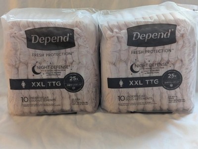 Depends Womens Xxl, Night Defense, Fresh Protection 10 Count 