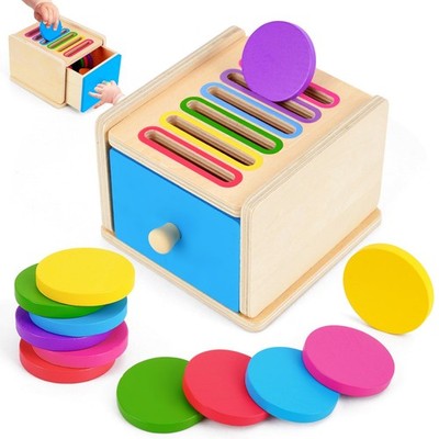 FCSONU Toddlers Montessori Coin Box Toys for 1 2 3 Child-size, Multicolor