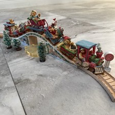 Cherished Teddies Christmas Santa Express Train  Wood Track Lot 8 Boxes