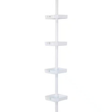 4 Tier Tension Corner Shower Organizer Caddy Bathroom Storage Shelves Hooks New