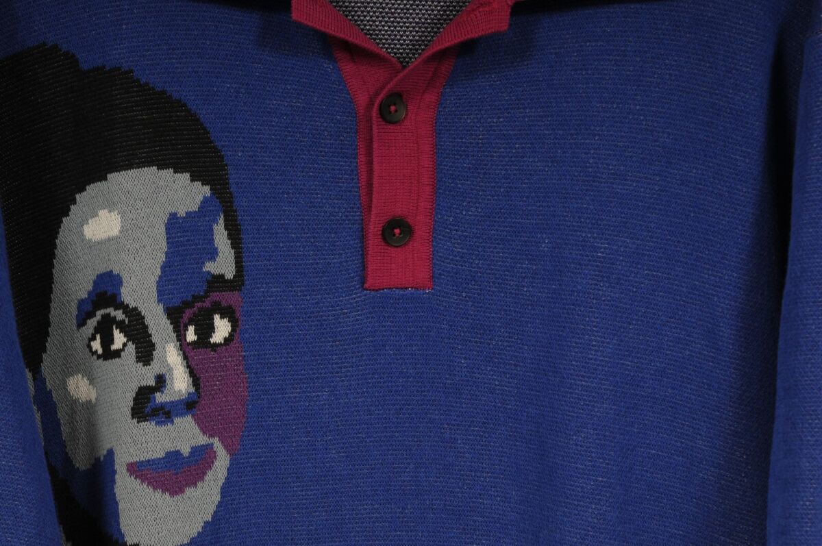 Kidsuper Mens Intarsia Knit Martini Polo Shirt Size XL Blue Kidsuper Mens Intarsia Knit Martini Polo Shirt Size XL Blue