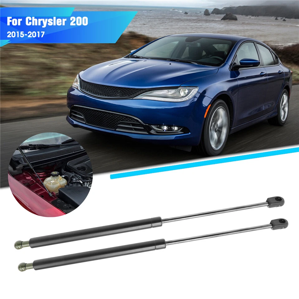 2 Front Bonnet Hood Gas Struts Shocks Supports For 2015-2017 Chrysler 200 Sedan Foto 2 de 4