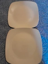 2 Gibson Elite Square White 10 1/2 Inch Dinner Plat Replacements Nice Condition