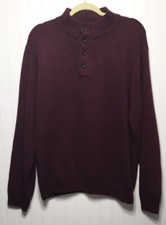 CHAPS Mens Large Mock Neck Knit Cotton Sweater Wine