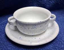 Arzberg Daily Points Blue Suppen Tasse Schüssel + Unterteller 10 cm Punkte blau